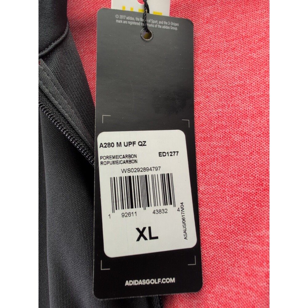 Adidas Golf SPF-50 Quarter-Zip Pullover Men's XL Salmon Red NWT - Picture 4 of 11